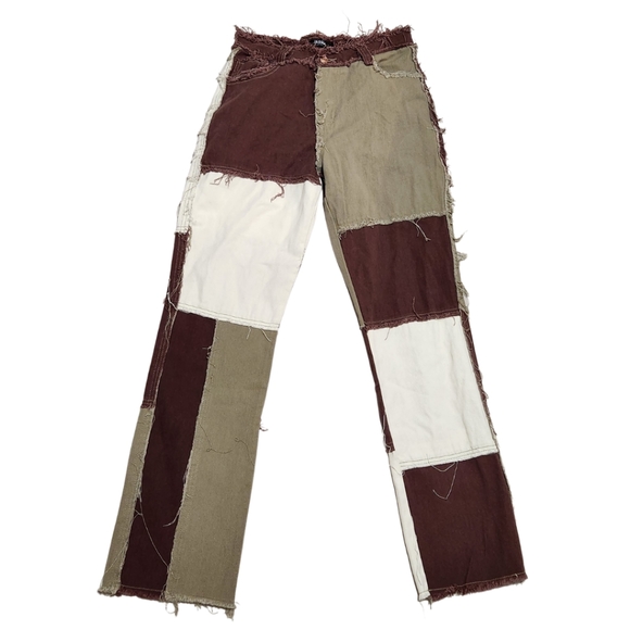 NWT Jaded London Brown Patchwork Denim Jeans - Picture 3 of 9